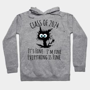 Class of 2024 It's Fine I'm Fine Everything Is Fine Cat Hoodie